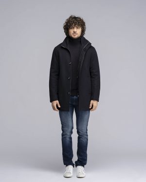 Cappotto in lana navy blu