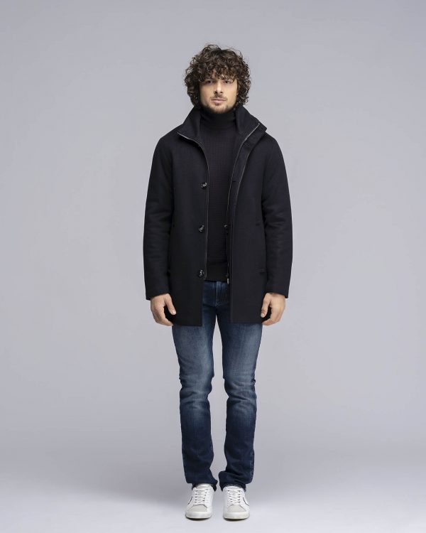 Cappotto in lana navy blu