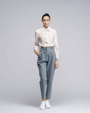 Pantalone in Denim con trapunta